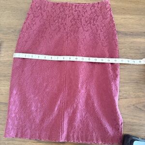 Le Chateau Damask Burgundy Pencil Skirt Vintage Goth whimsy‎ baddie y2k jr. Sz 7